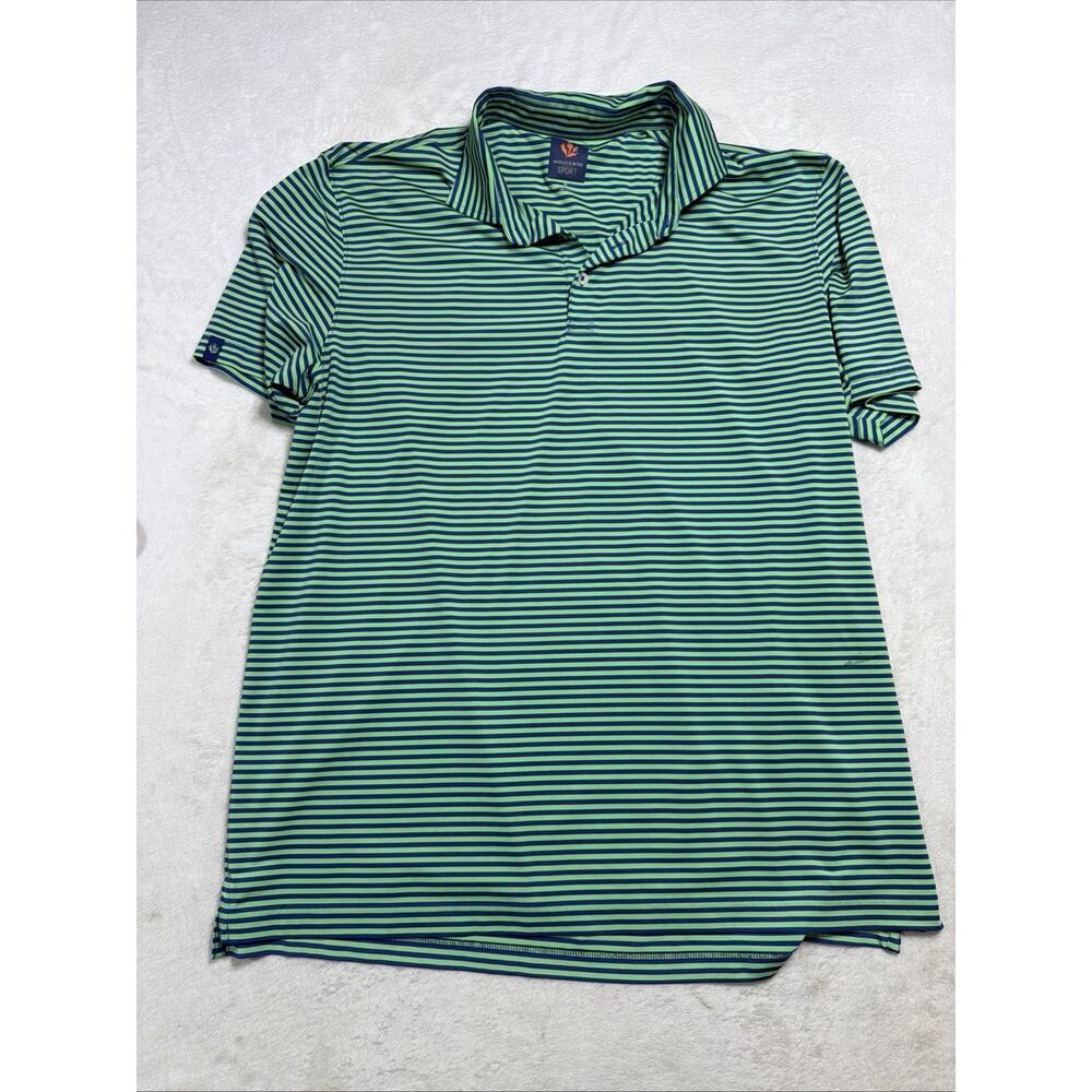 Donald Ross Sport Men's Polo Shirt Green Navy Striped Short Sleeve Size XL